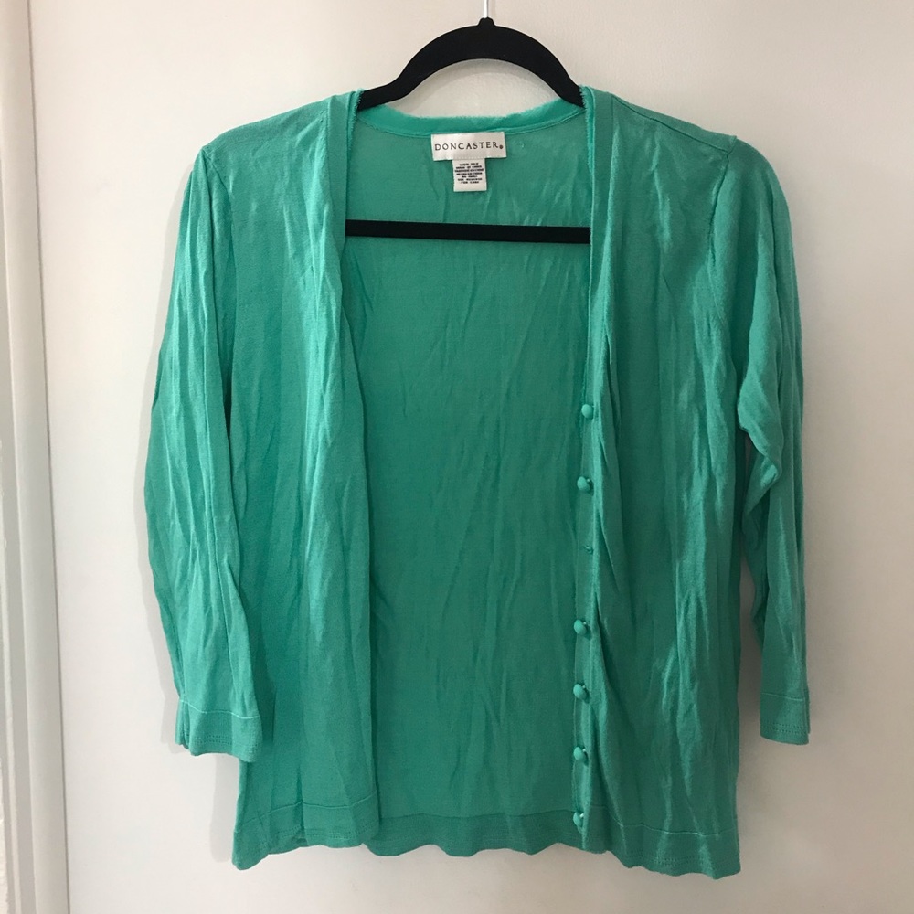 LAST CHANCE - Mint green Doncaster 100% silk cardigan